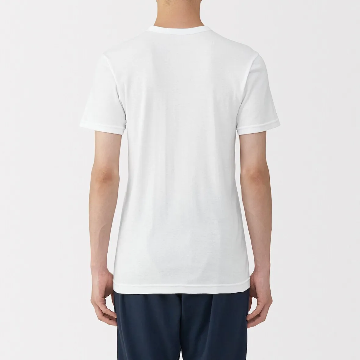 Outlet Muji Camiseta manga corta con cuello en crew de algodón cálido para hombre