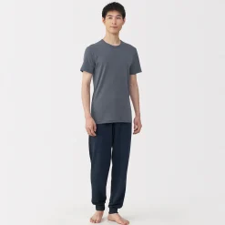 Outlet Muji Camiseta manga corta con cuello en crew de algodón cálido para hombre