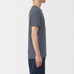 Outlet Muji Camiseta manga corta con cuello en crew de algodón cálido para hombre