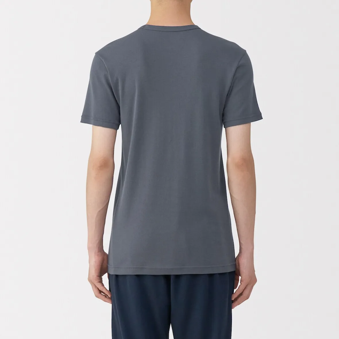 Outlet Muji Camiseta manga corta con cuello en crew de algodón cálido para hombre