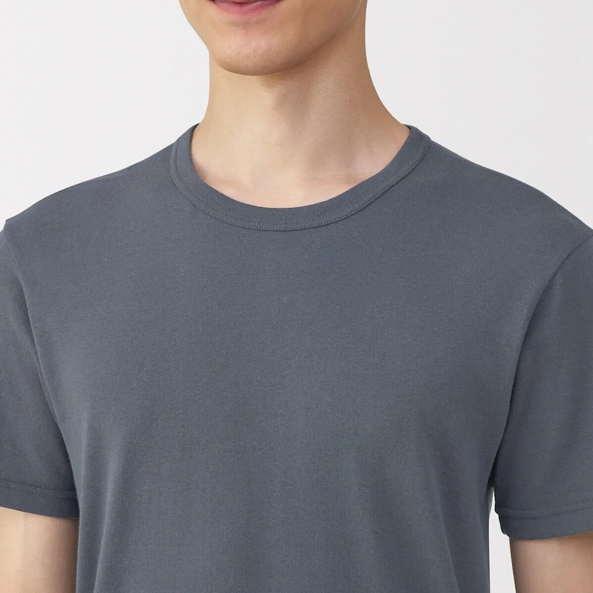 Outlet Muji Camiseta manga corta con cuello en crew de algodón cálido para hombre