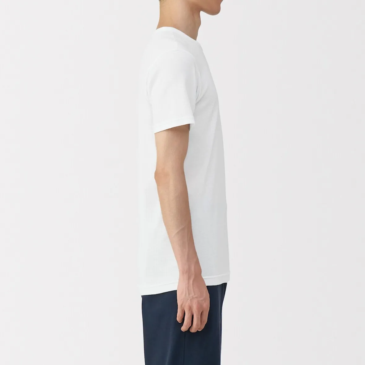 Outlet Muji Camiseta manga corta con cuello en crew de algodón cálido para hombre