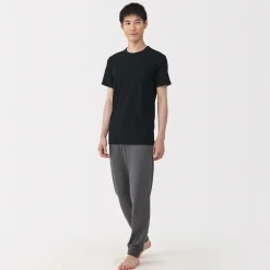 Outlet Muji Camiseta manga corta con cuello en crew de algodón cálido para hombre
