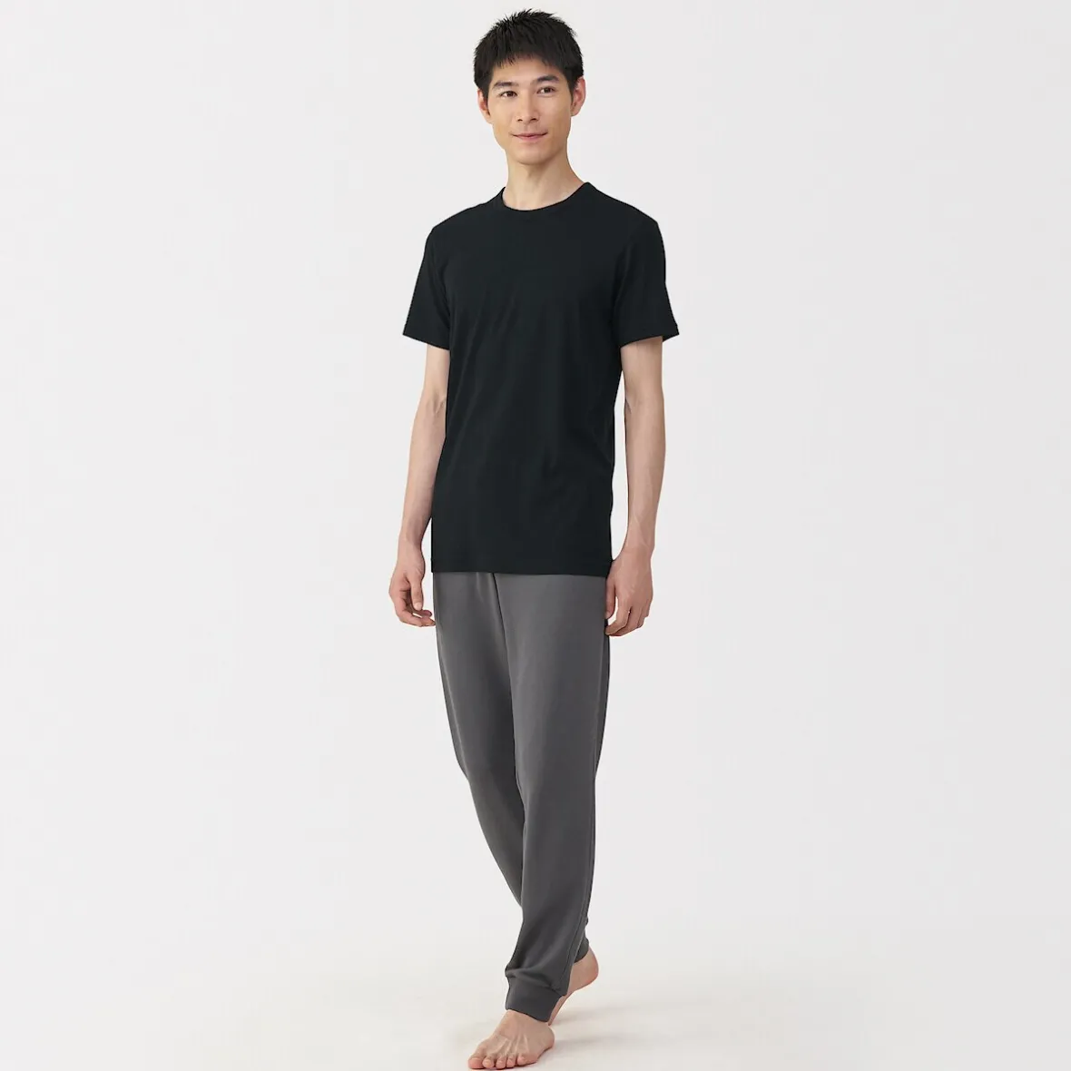 Outlet Muji Camiseta manga corta con cuello en crew de algodón cálido para hombre