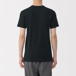 Outlet Muji Camiseta manga corta con cuello en crew de algodón cálido para hombre