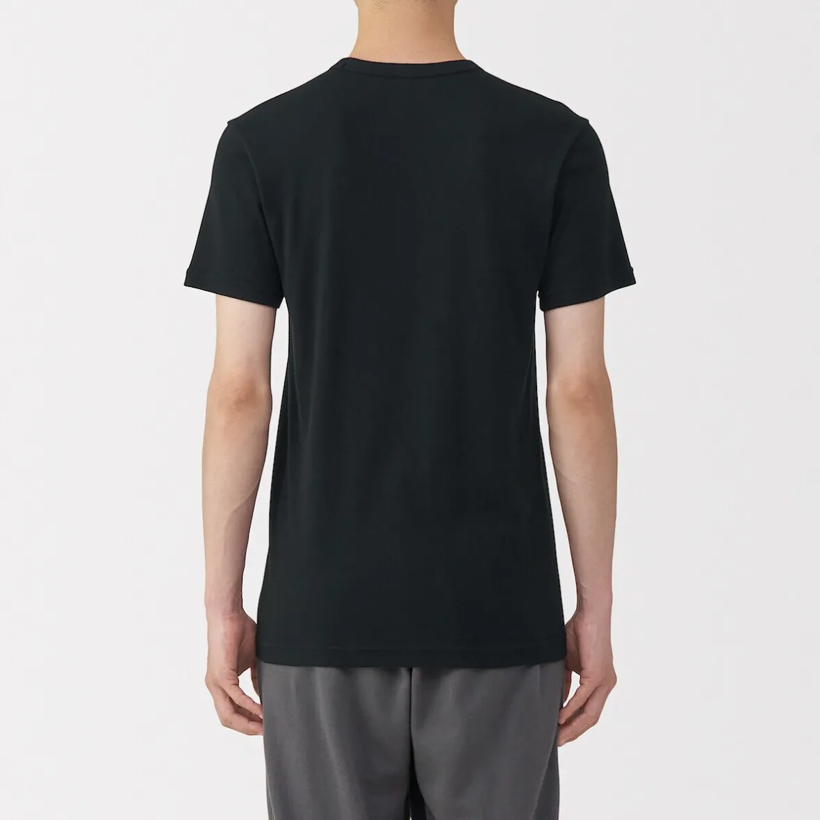 Outlet Muji Camiseta manga corta con cuello en crew de algodón cálido para hombre