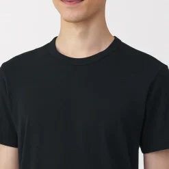 Outlet Muji Camiseta manga corta con cuello en crew de algodón cálido para hombre