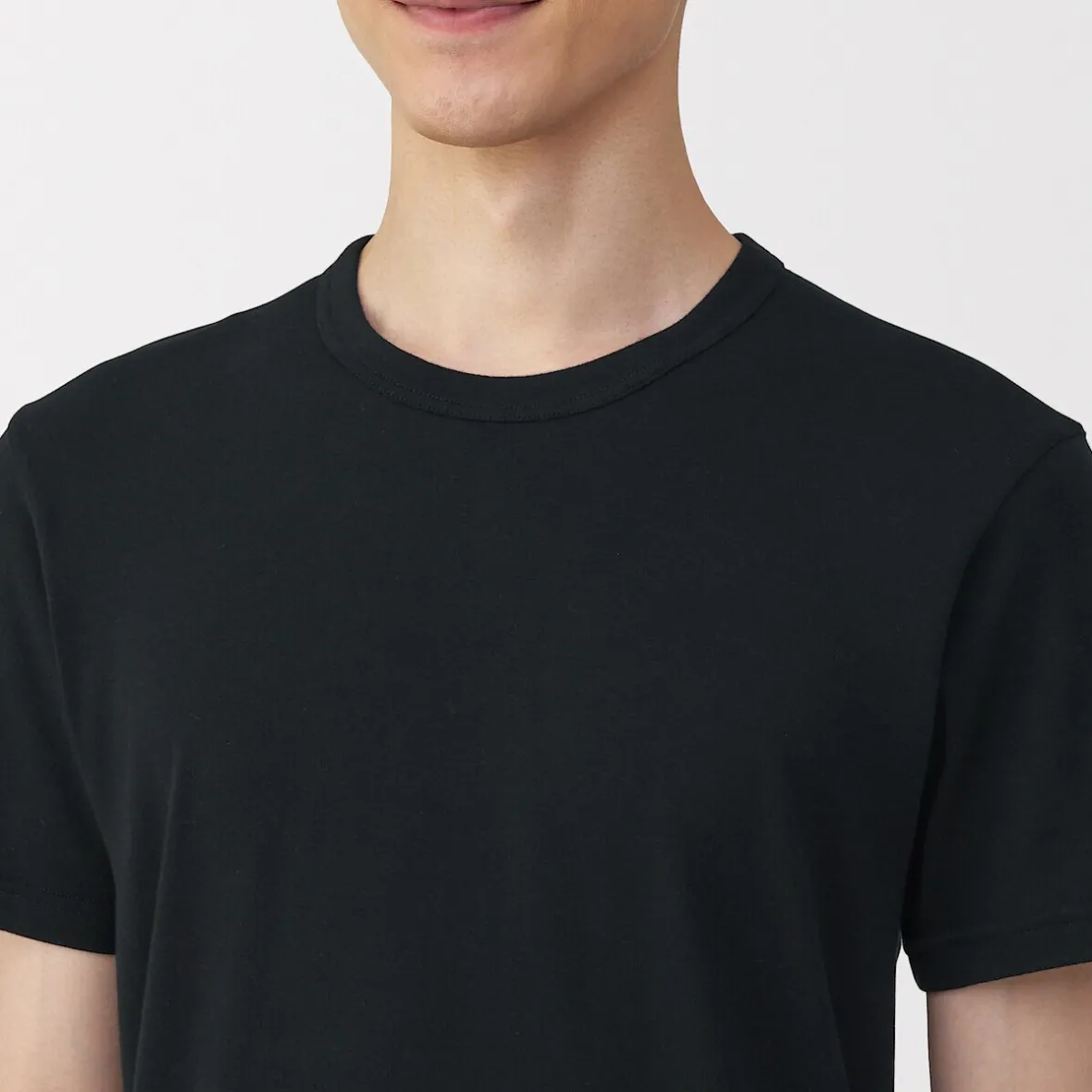 Outlet Muji Camiseta manga corta con cuello en crew de algodón cálido para hombre