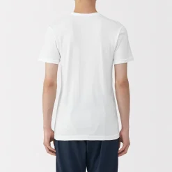 Outlet Muji Camiseta manga corta con cuello en crew de algodón cálido para hombre