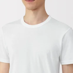 Outlet Muji Camiseta manga corta con cuello en crew de algodón cálido para hombre