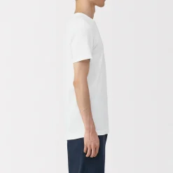 Outlet Muji Camiseta manga corta con cuello en crew de algodón cálido para hombre