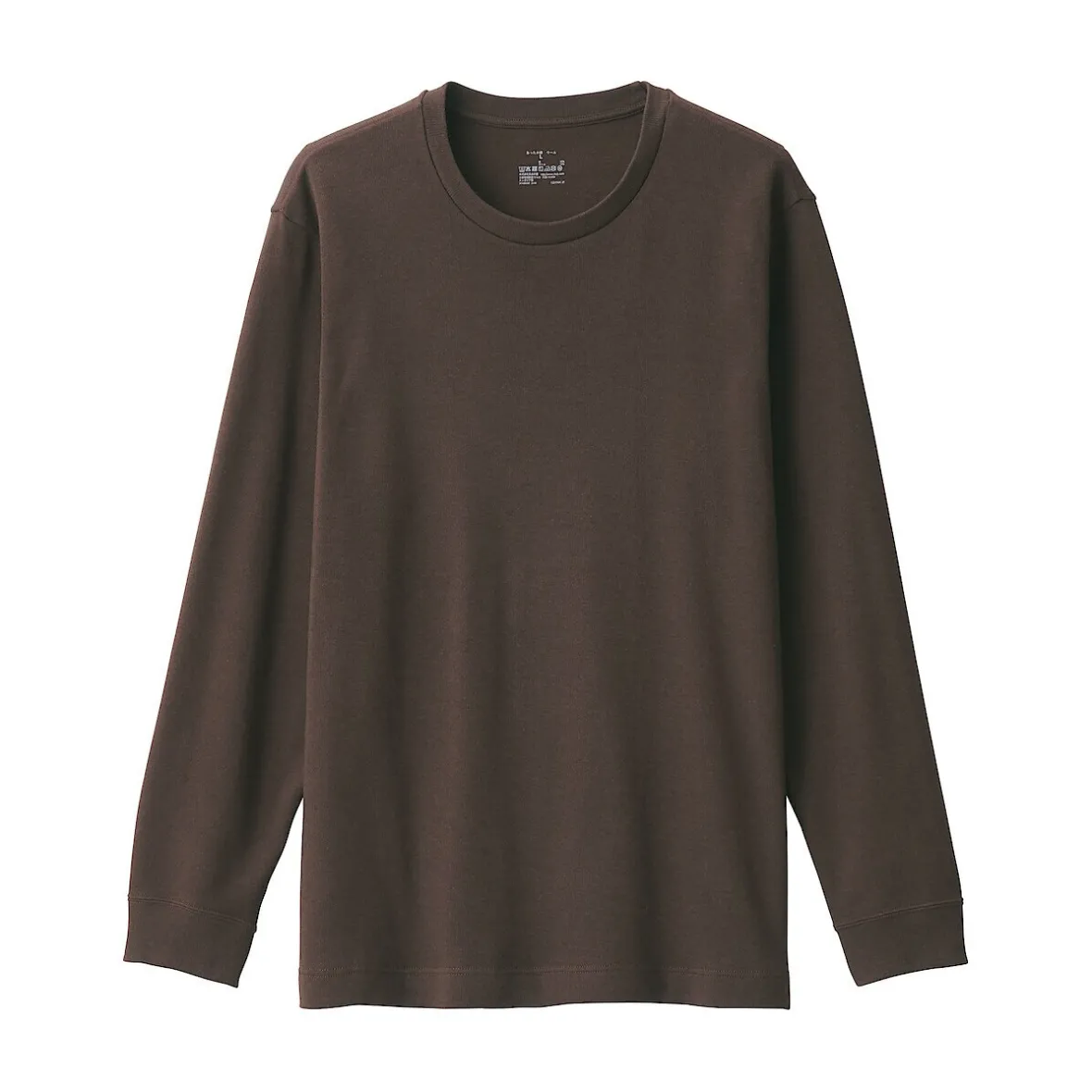 Muji Camiseta manga larga con cuello redondo de algodón cálido y lana para hombre