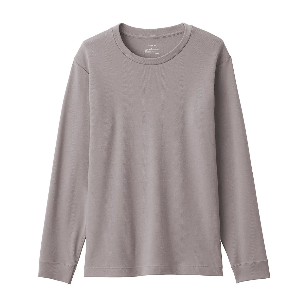 Muji Camiseta manga larga con cuello redondo de algodón cálido y lana para hombre