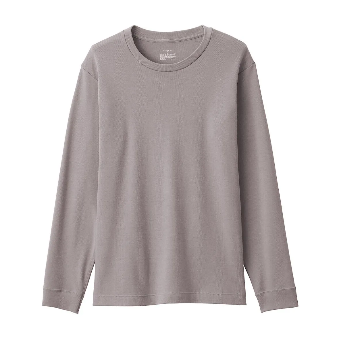 Muji Camiseta manga larga con cuello redondo de algodón cálido y lana para hombre