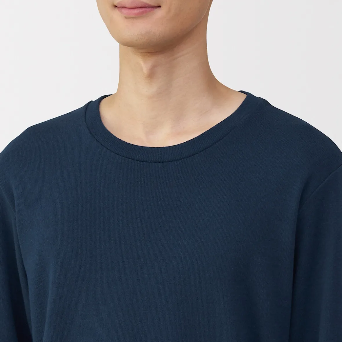 Muji Camiseta manga larga con cuello redondo de algodón cálido y lana para hombre