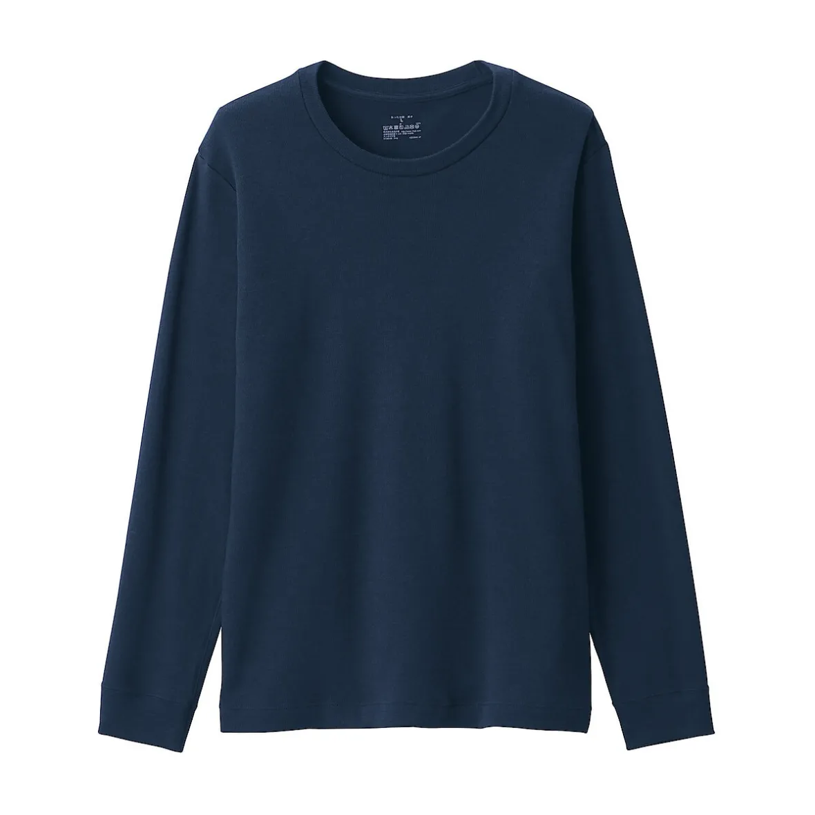 Muji Camiseta manga larga con cuello redondo de algodón cálido y lana para hombre