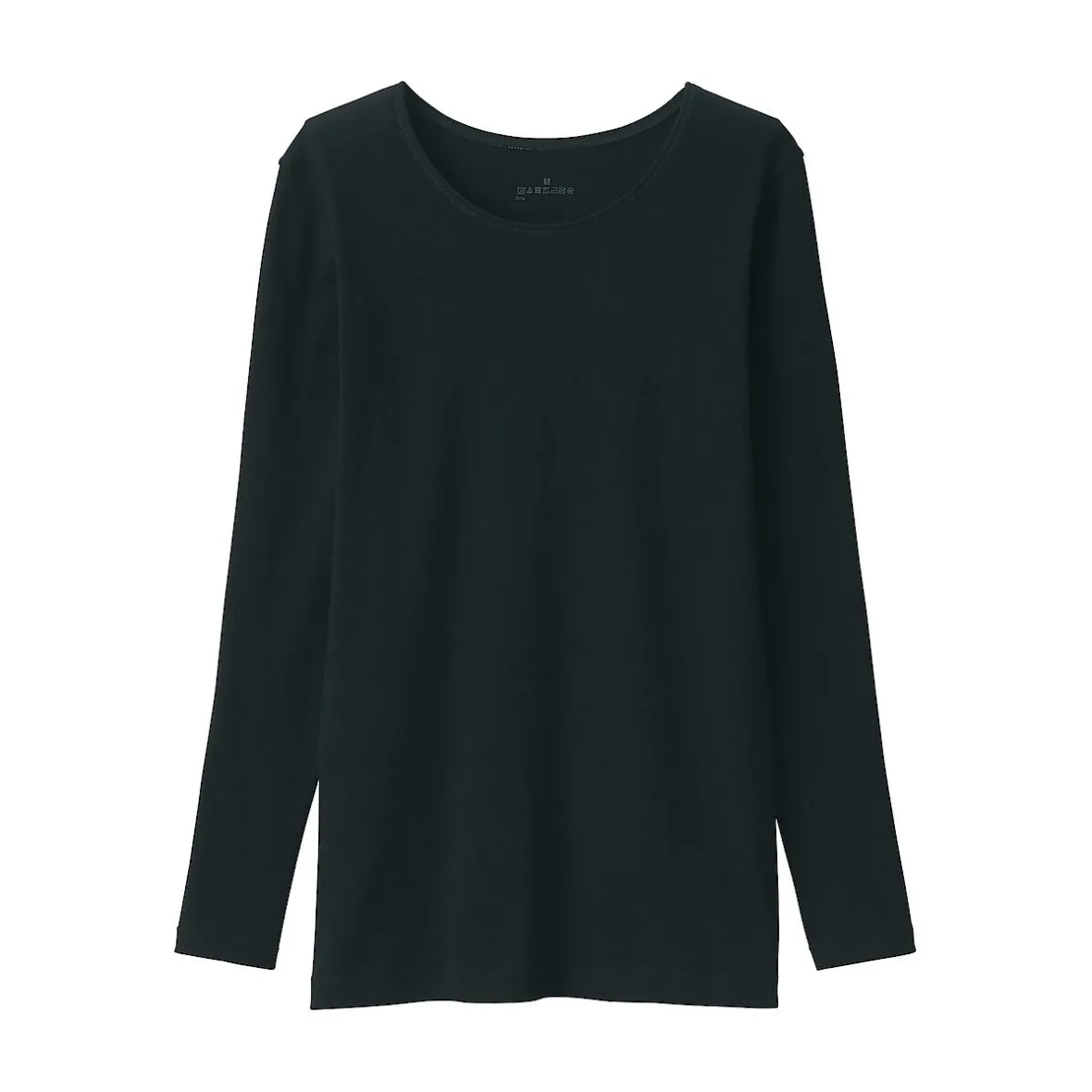 Sale Muji Camiseta manga larga con cuello en crew de algodón cálido para mujer