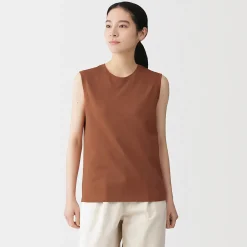 Online Muji Camiseta sin mangas de punto para mujer