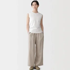 Online Muji Camiseta sin mangas de punto para mujer
