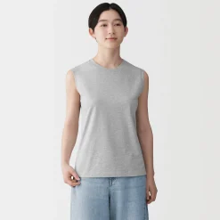Online Muji Camiseta sin mangas de punto para mujer