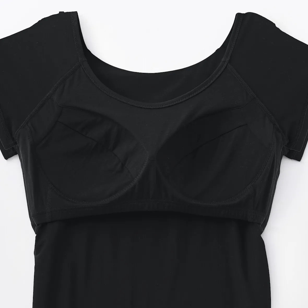 Hot Muji Camiseta top sujetador lisa en mezcla de lyocell con manga de casquillo para mujer