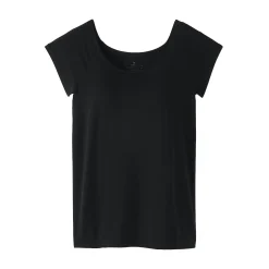 Hot Muji Camiseta top sujetador lisa en mezcla de lyocell con manga de casquillo para mujer
