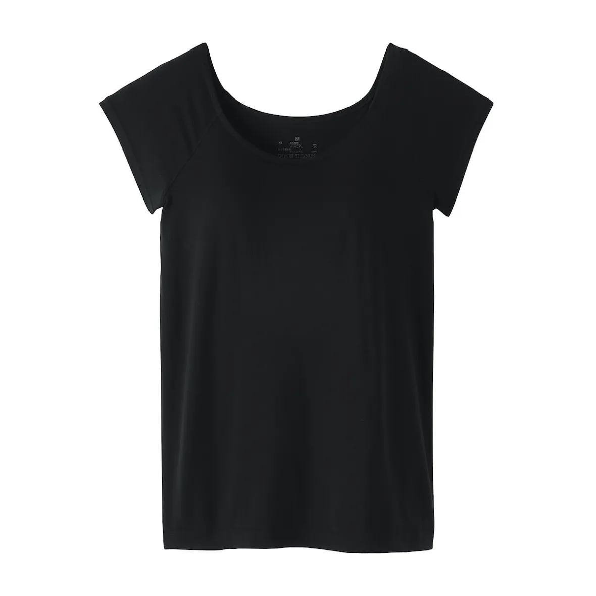 Hot Muji Camiseta top sujetador lisa en mezcla de lyocell con manga de casquillo para mujer