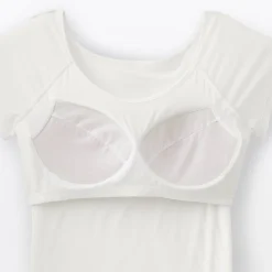 Hot Muji Camiseta top sujetador lisa en mezcla de lyocell con manga de casquillo para mujer