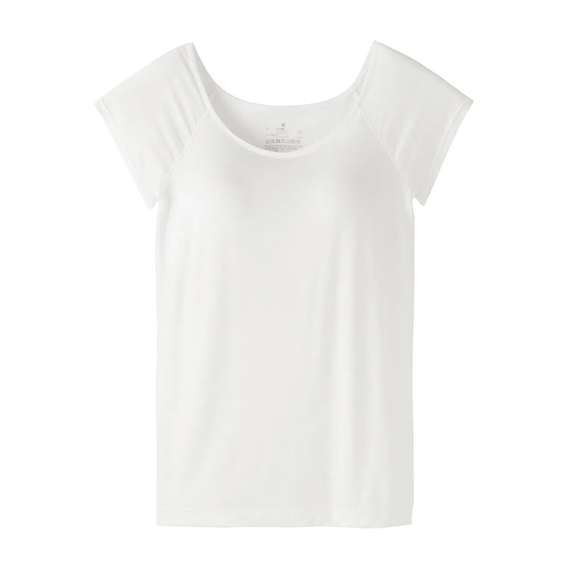 Hot Muji Camiseta top sujetador lisa en mezcla de lyocell con manga de casquillo para mujer