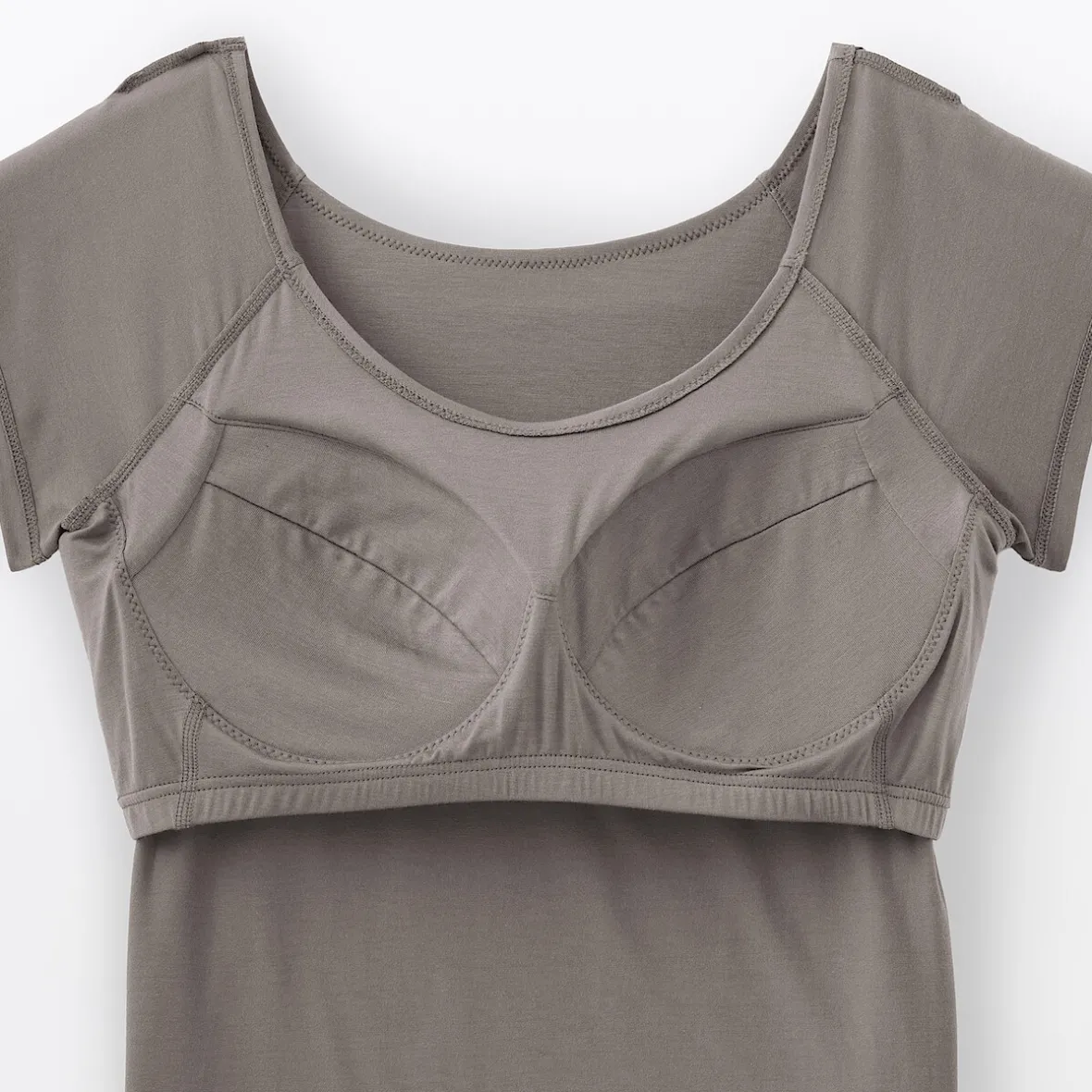 Hot Muji Camiseta top sujetador lisa en mezcla de lyocell con manga de casquillo para mujer