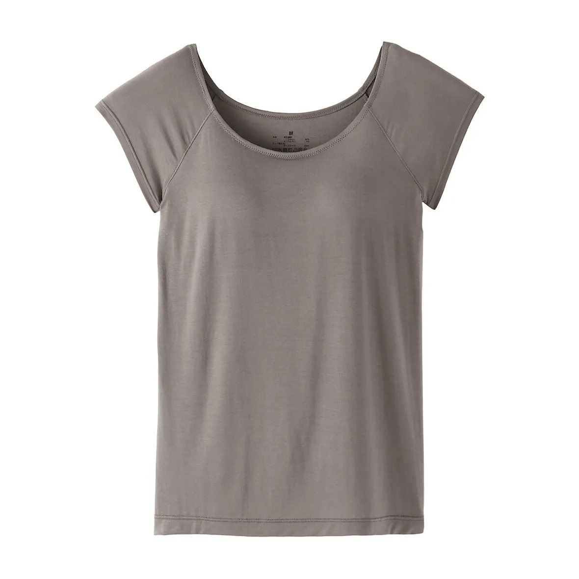 Hot Muji Camiseta top sujetador lisa en mezcla de lyocell con manga de casquillo para mujer
