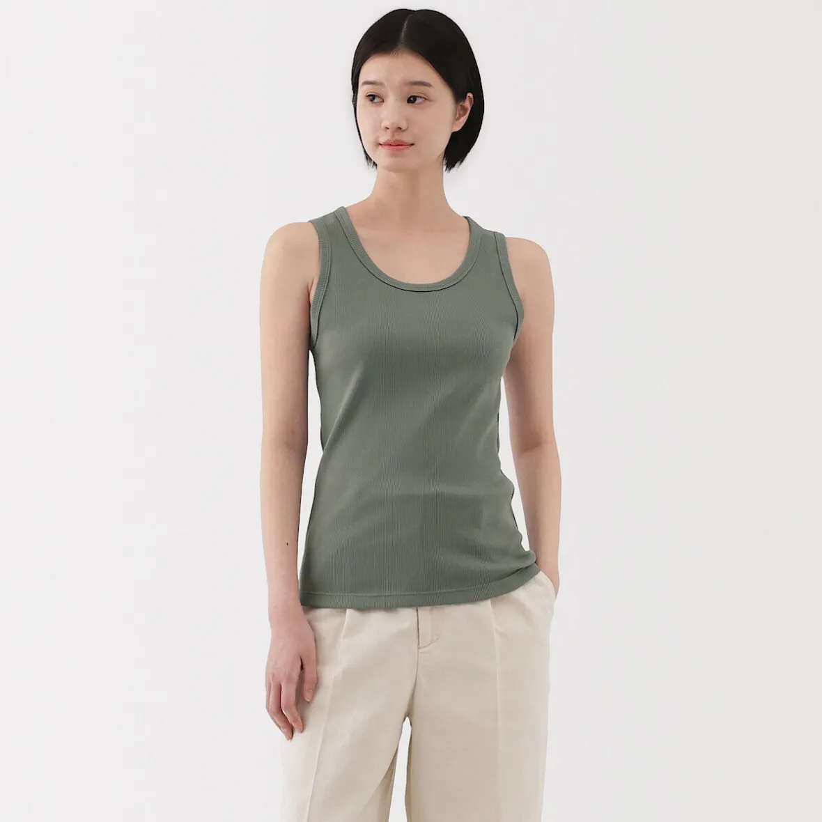 Outlet Muji Chaleco de canalé para mujer