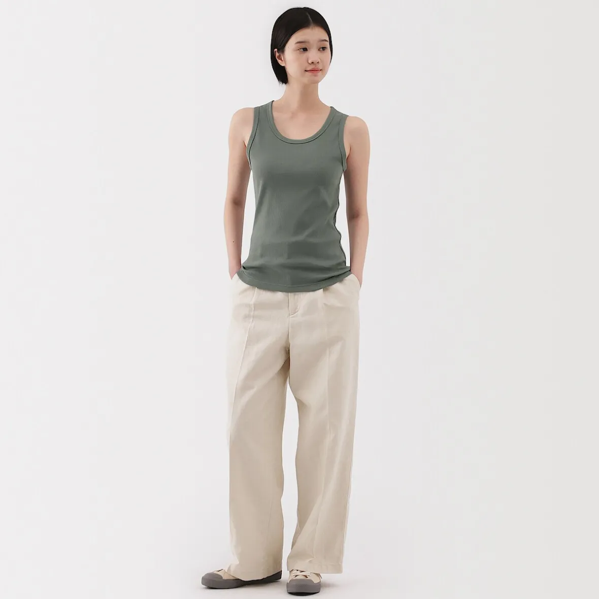 Outlet Muji Chaleco de canalé para mujer