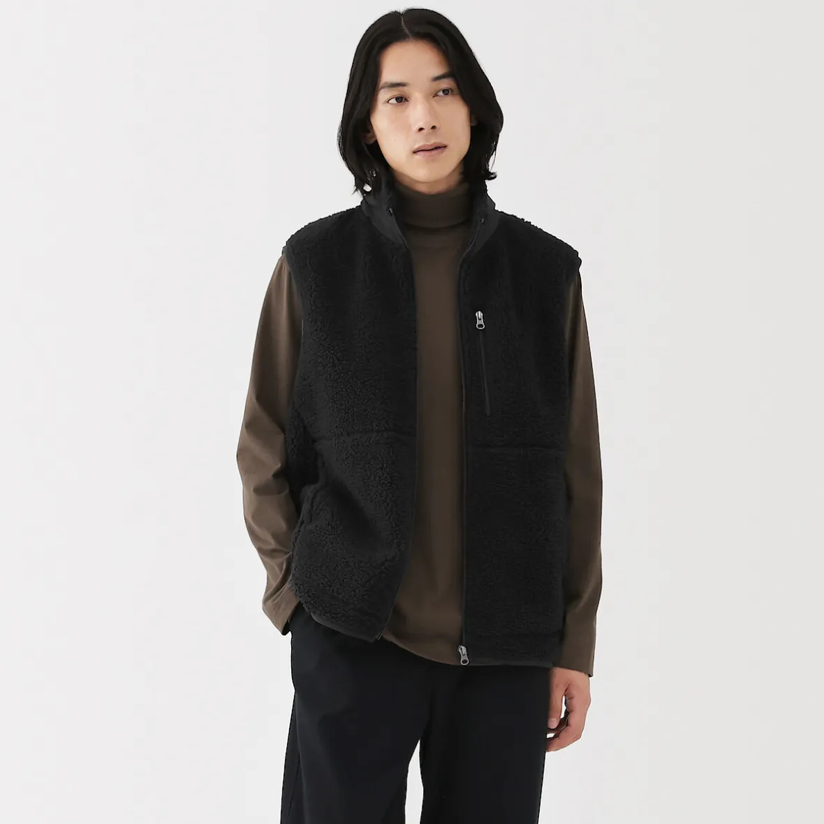 New Muji Chaleco de forro polar de poliéster reciclado para hombre