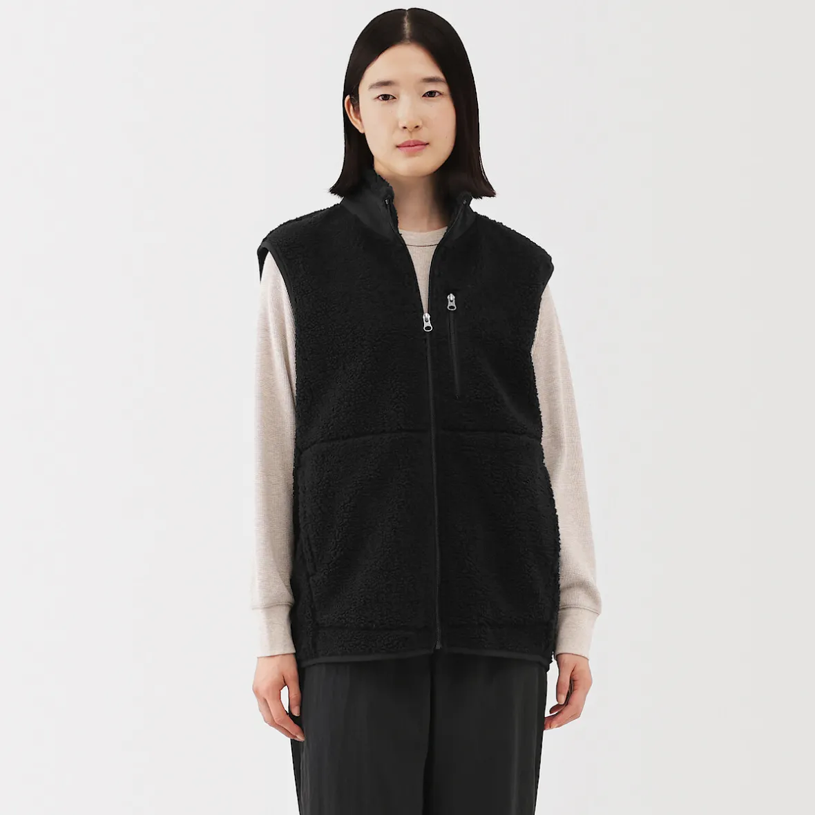 New Muji Chaleco de forro polar de poliéster reciclado para hombre