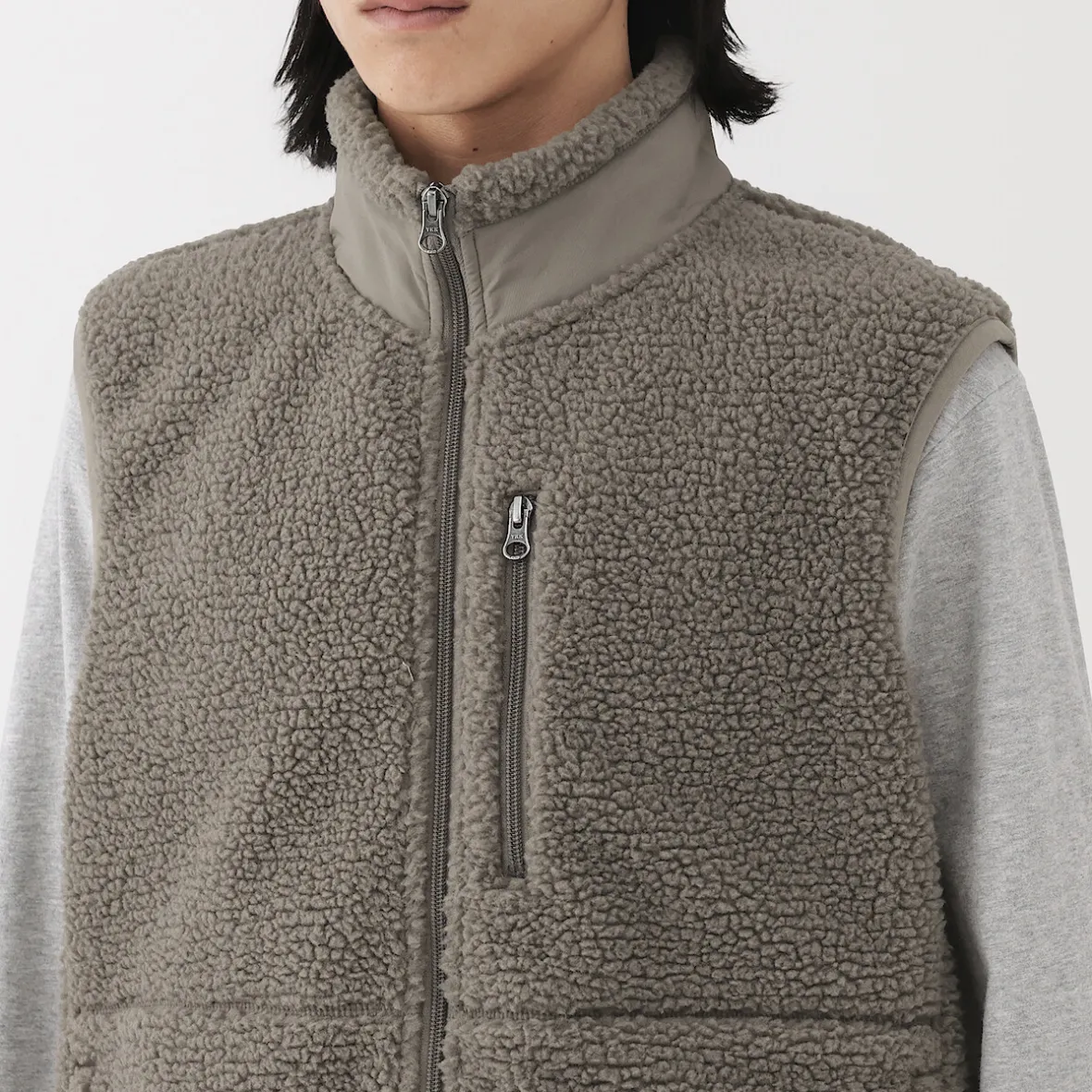 New Muji Chaleco de forro polar de poliéster reciclado para hombre