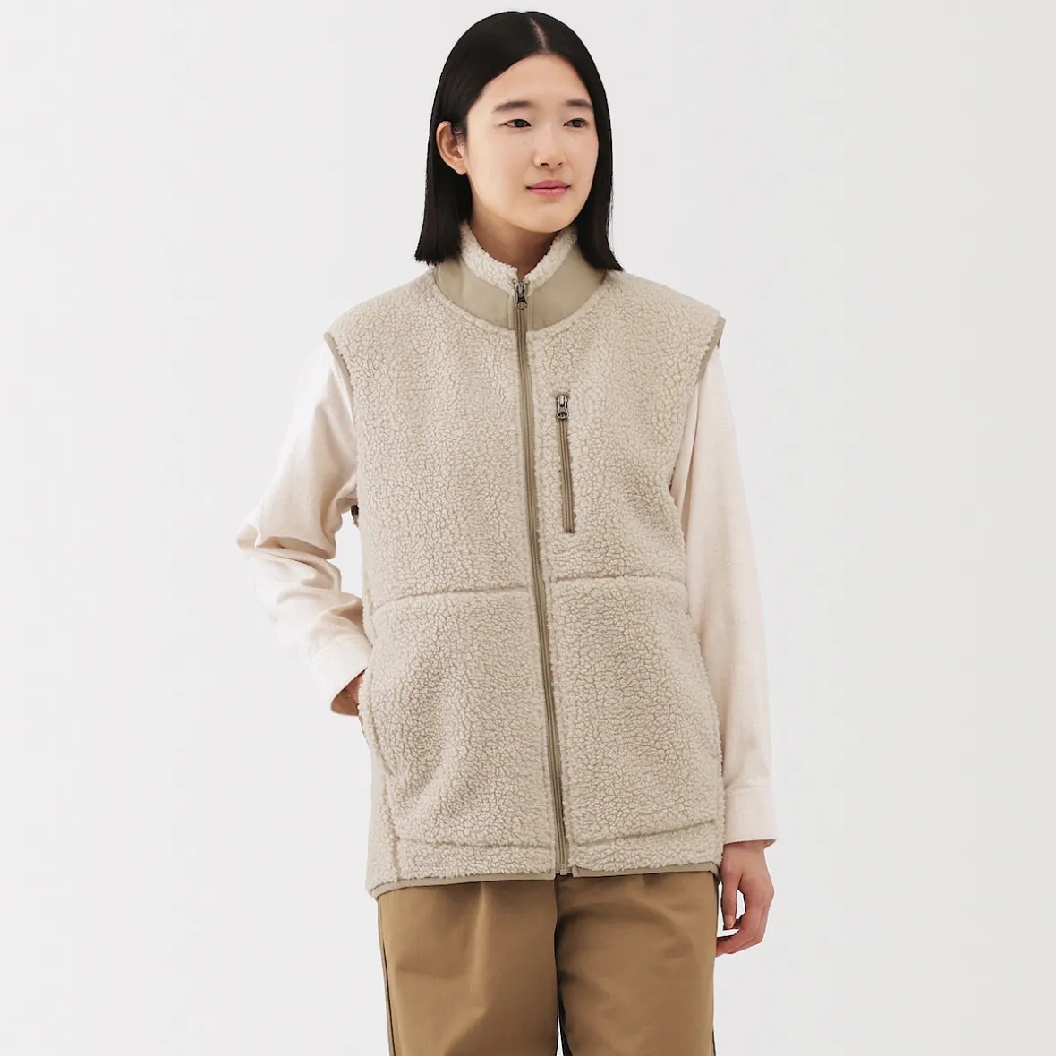 New Muji Chaleco de forro polar de poliéster reciclado para hombre
