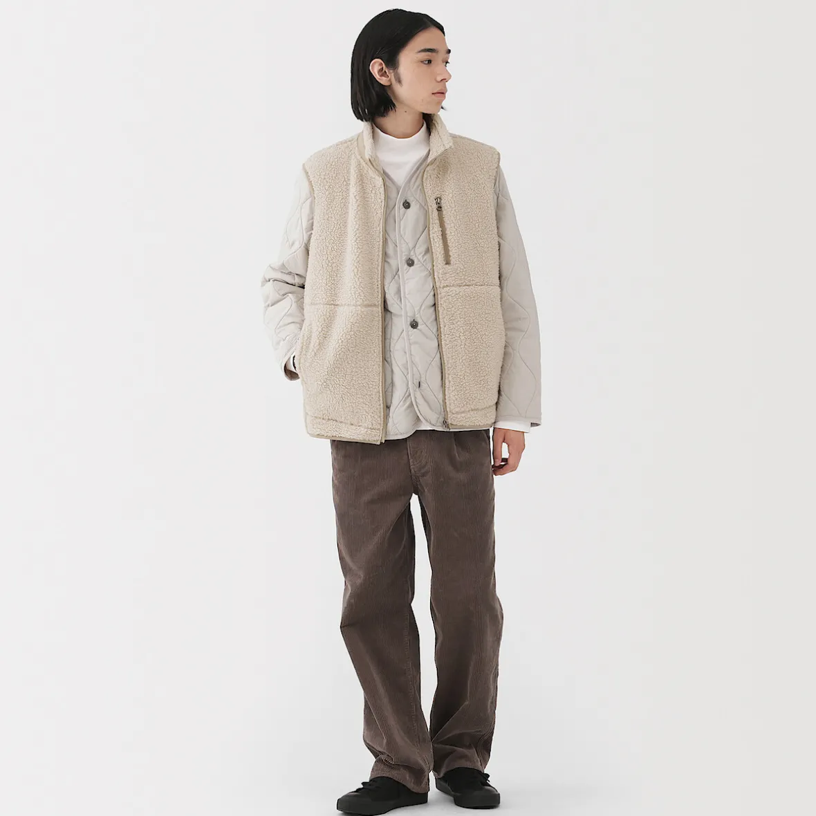 New Muji Chaleco de forro polar de poliéster reciclado para hombre