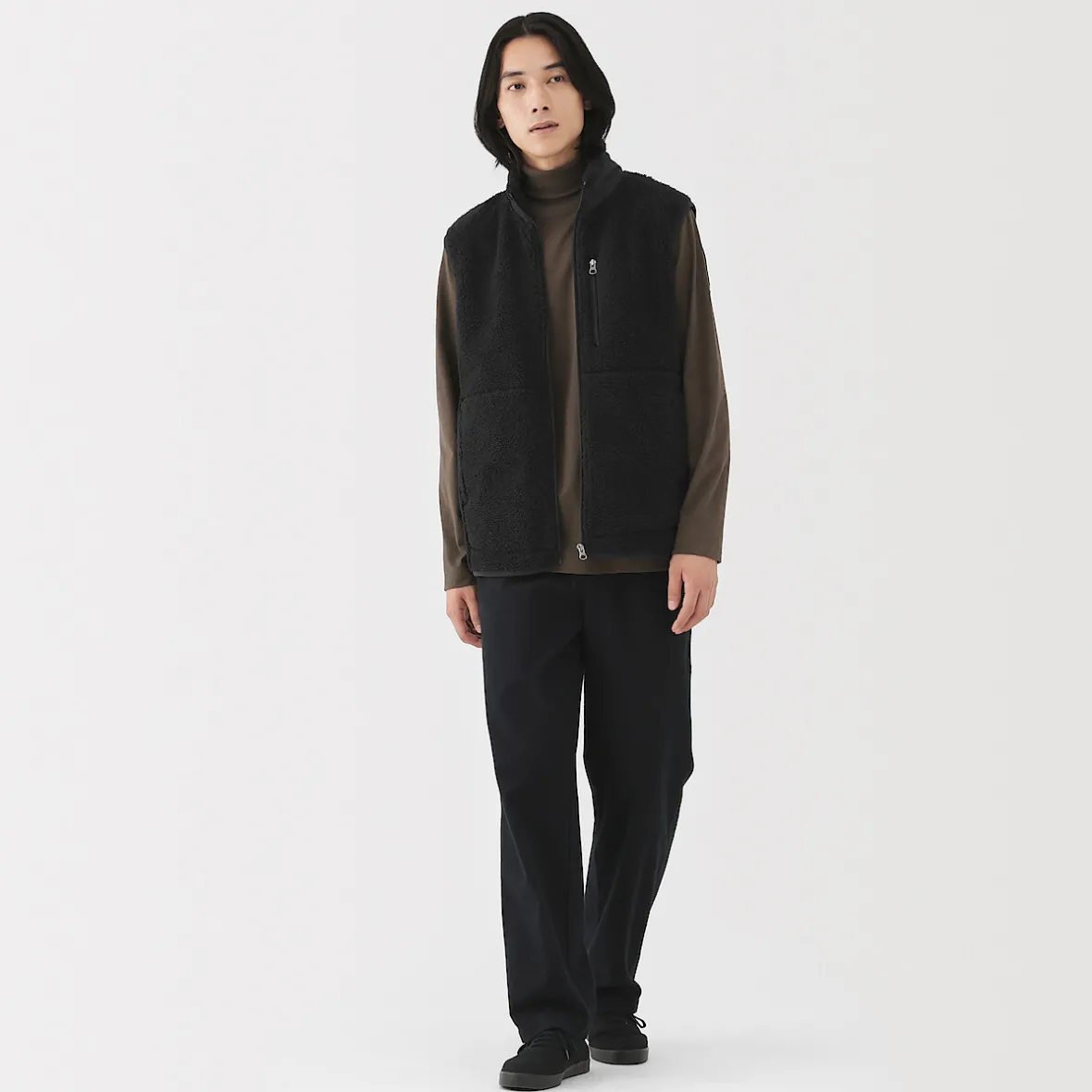 New Muji Chaleco de forro polar de poliéster reciclado para hombre