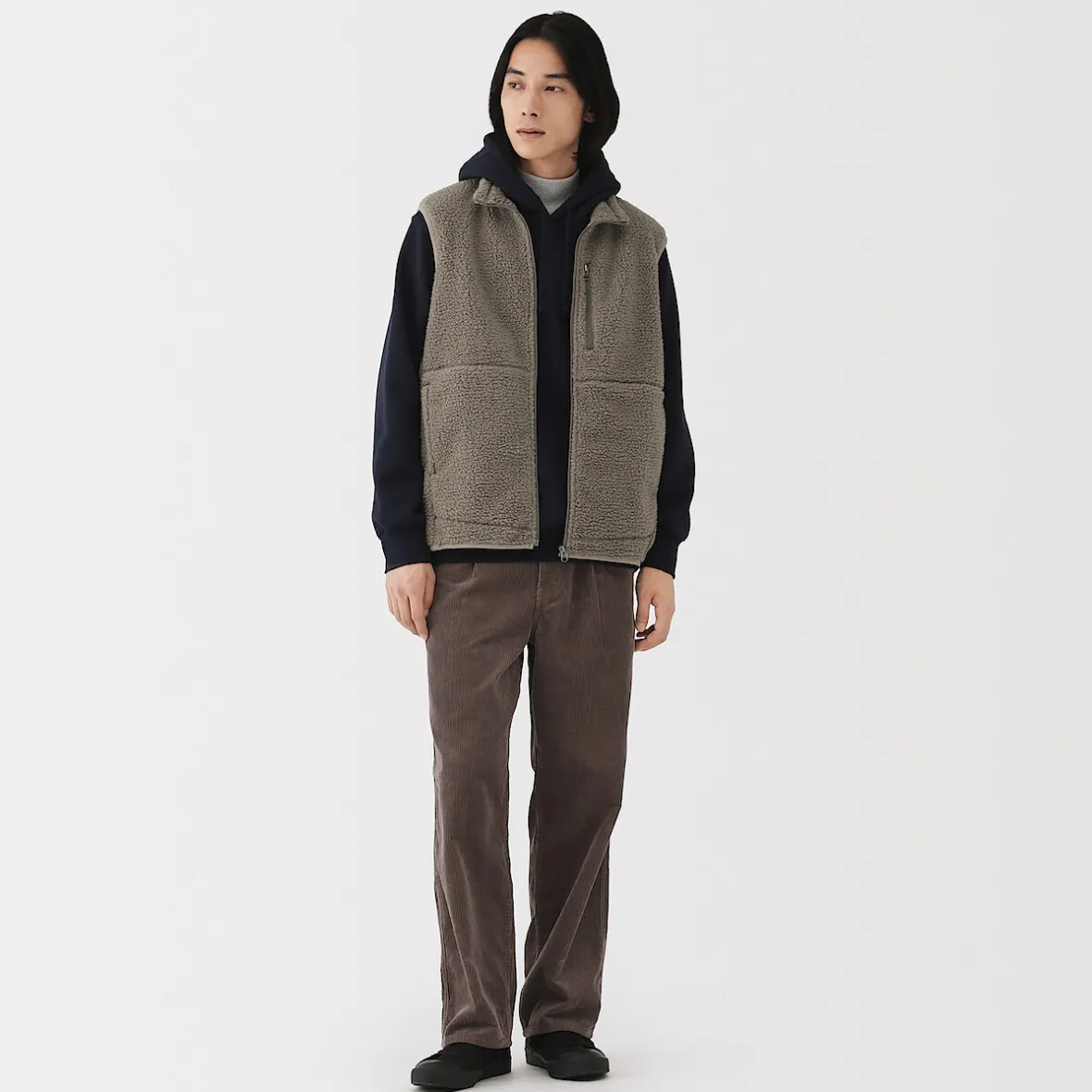 New Muji Chaleco de forro polar de poliéster reciclado para hombre