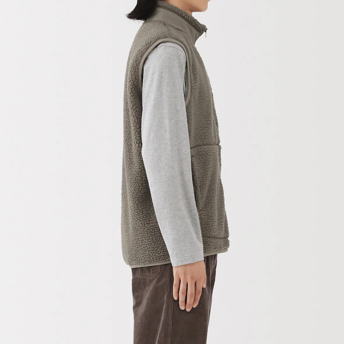 New Muji Chaleco de forro polar de poliéster reciclado para hombre