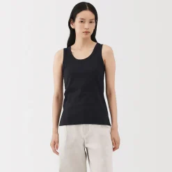 Best Muji Chaleco de lino y algodón para mujer Negro