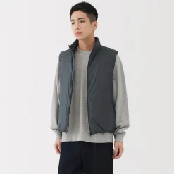 Discount Muji Chaleco ligero de plumón con cuello alto de nailon reciclado para hombre