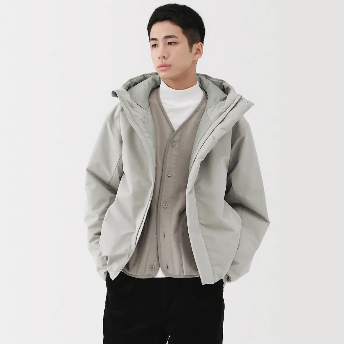 New Muji Chaqueta acolchada con capucha para hombre