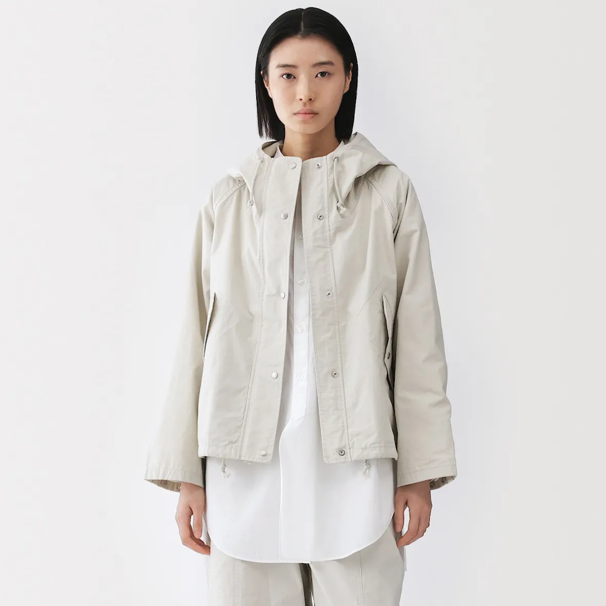Muji Chaqueta con capucha de algodón ligero para mujer