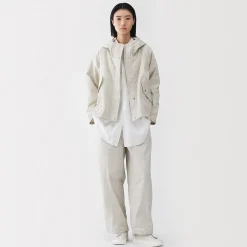 Muji Chaqueta con capucha de algodón ligero para mujer