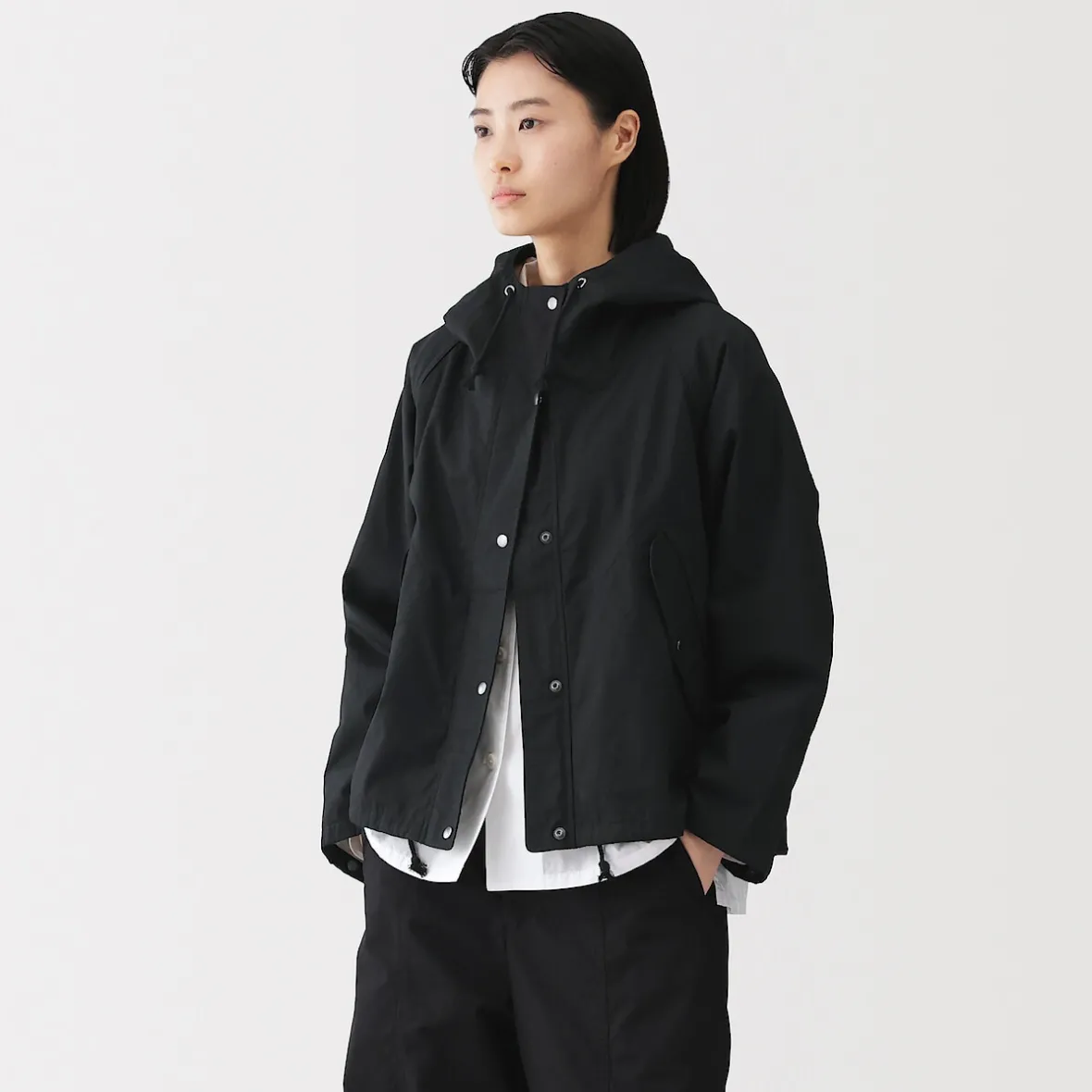Muji Chaqueta con capucha de algodón ligero para mujer