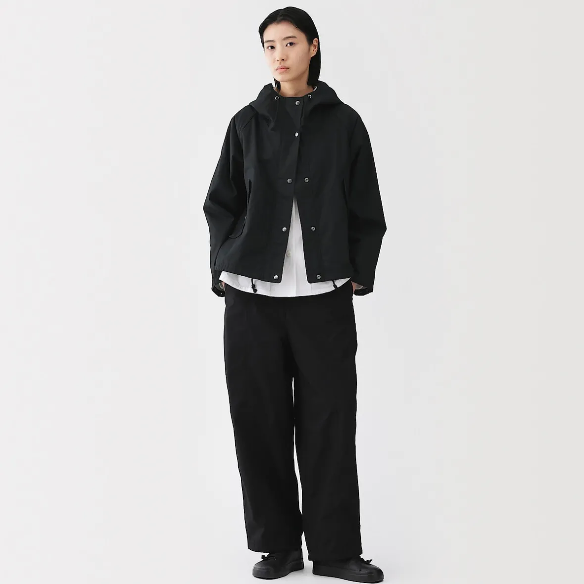 Muji Chaqueta con capucha de algodón ligero para mujer