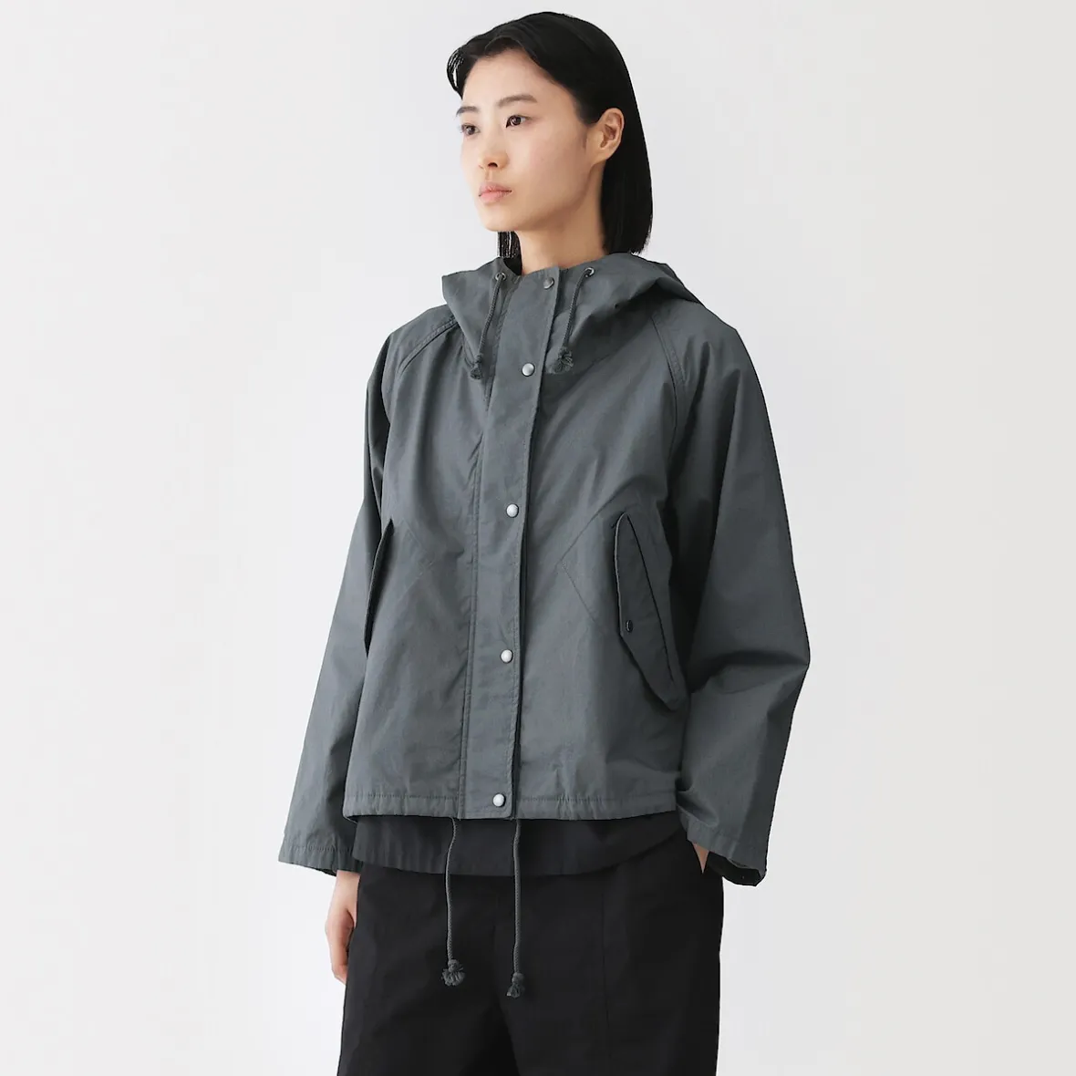 Muji Chaqueta con capucha de algodón ligero para mujer