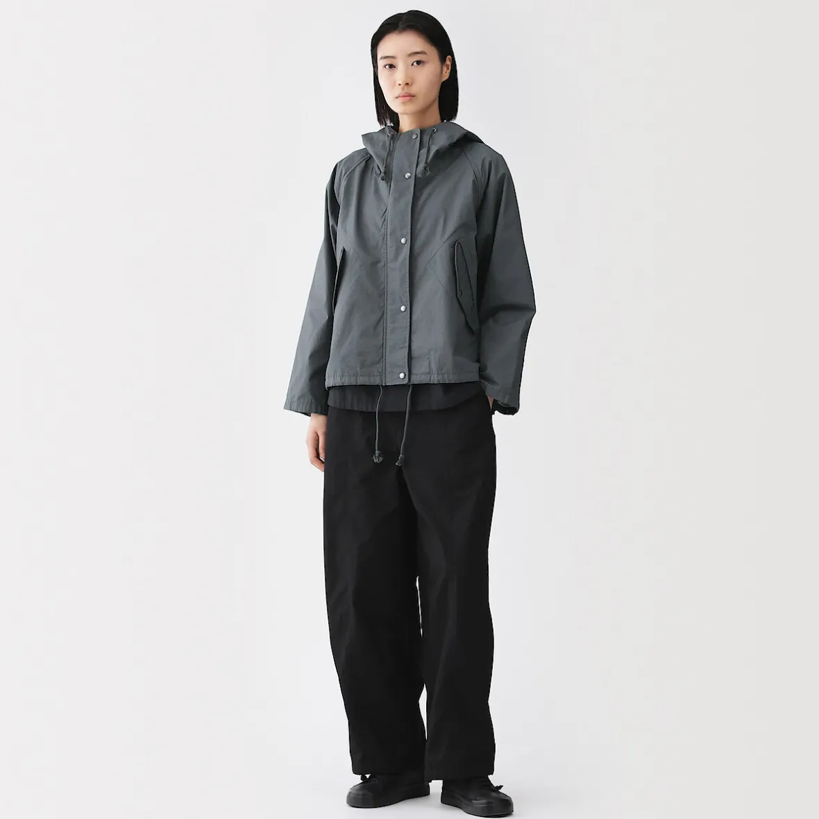 Muji Chaqueta con capucha de algodón ligero para mujer